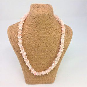 Coral Pink  18" Puka Shell Necklace Choker - Hand Made